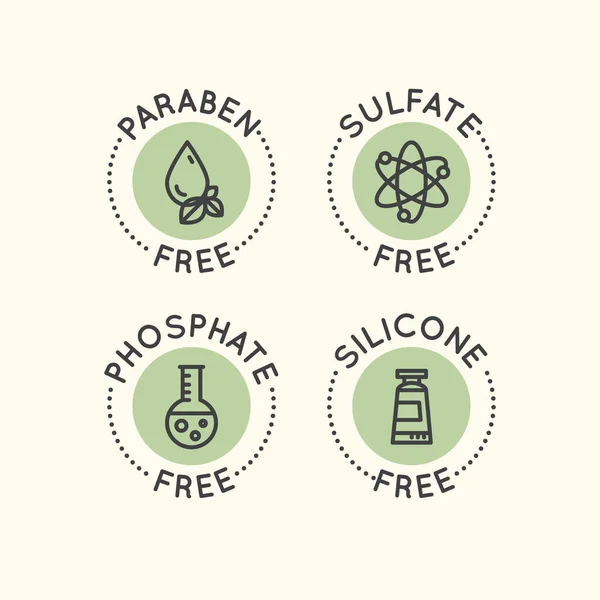 Illustratie Logo Set Badge ingrediënt waarschuwing Label pictogrammen — Stockvector