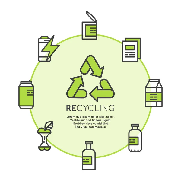 Recykling koncepcyjny ekologiczny — Wektor stockowy