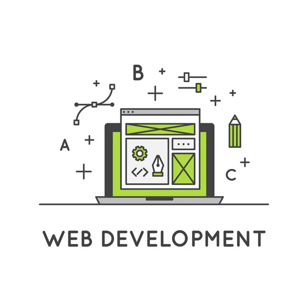 Processo de Desenvolvimento da Página Web —  Vetores de Stock