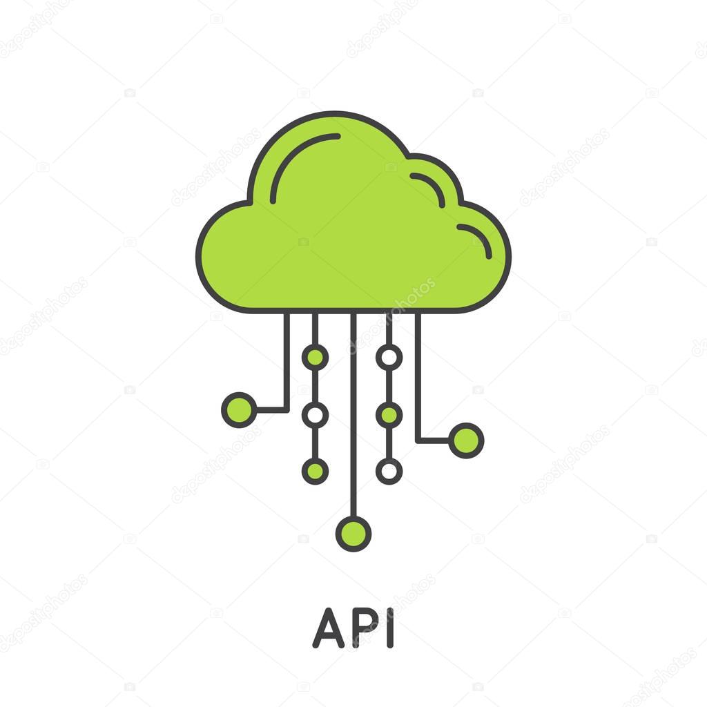 Simple Vector Icon Style Illustration of Application Programming Interface API Technology