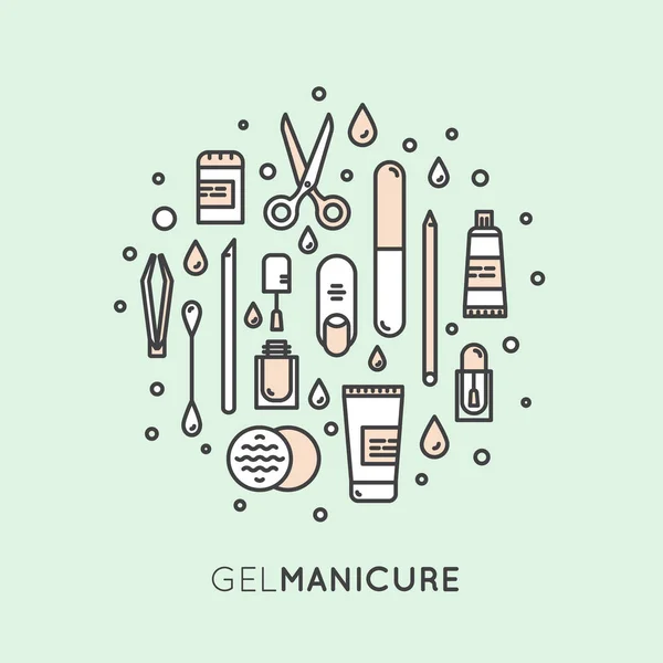 Concepto de ilustración para salón o tienda de pedicura de manicura de gel — Vector de stock