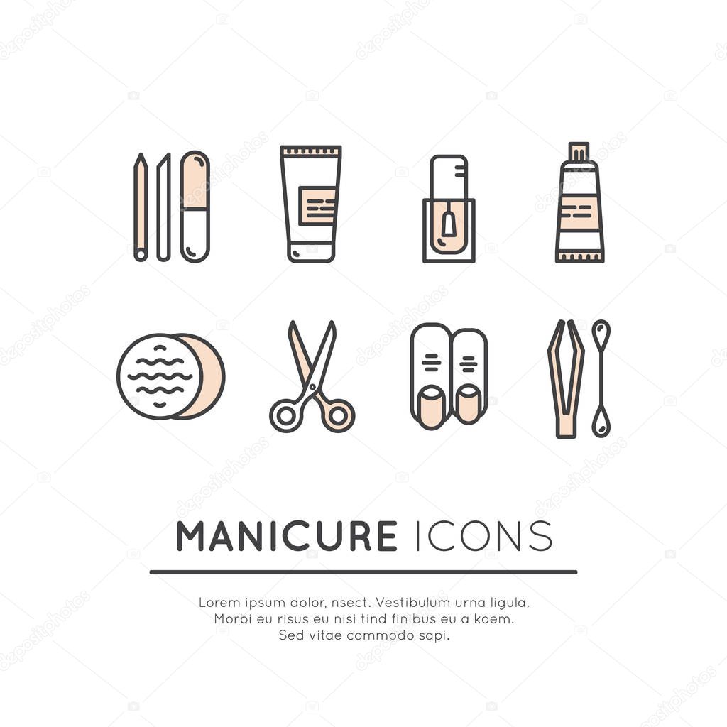 Illustrationn Set for Gel Manicure Pedicure Salon or Shop