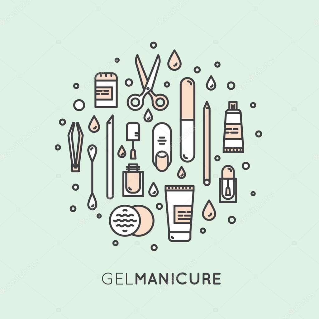 Illustration Concept for Gel Manicure Pedicure Salon or Shop