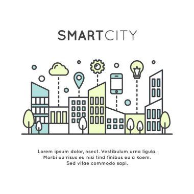 Akıllı şehir kavramı ve teknoloji gösterimi