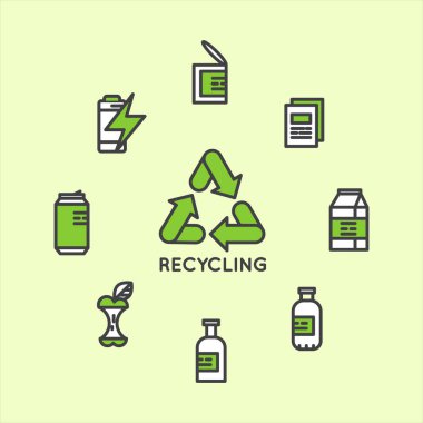 Rozet ekolojik kavram geri dönüşüm logosu ayarla