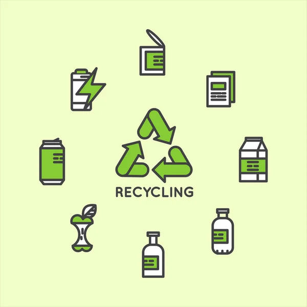 Conjunto de Logo Conceito Ecológico de Reciclagem de Emblemas —  Vetores de Stock