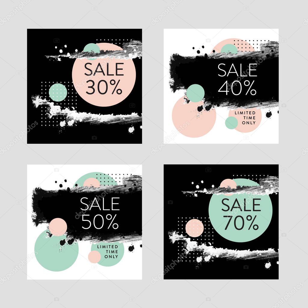 Vector illustrations of square season online shopping website and mobile