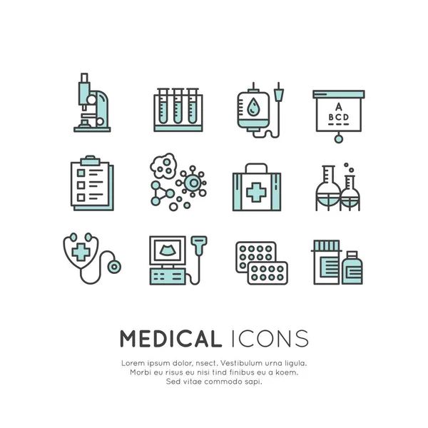 Medicinsk diagnostisk ikoner och objekt — Stock vektor