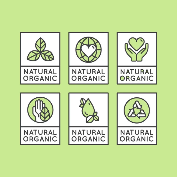 Insigne d'étiquette d'ingrédient biologique avec feuille, terre, concept vert — Image vectorielle
