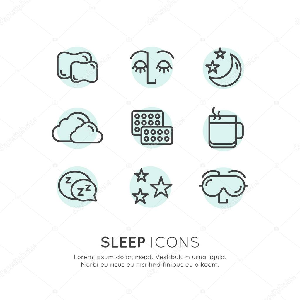 Sleep problems and insomnia icons