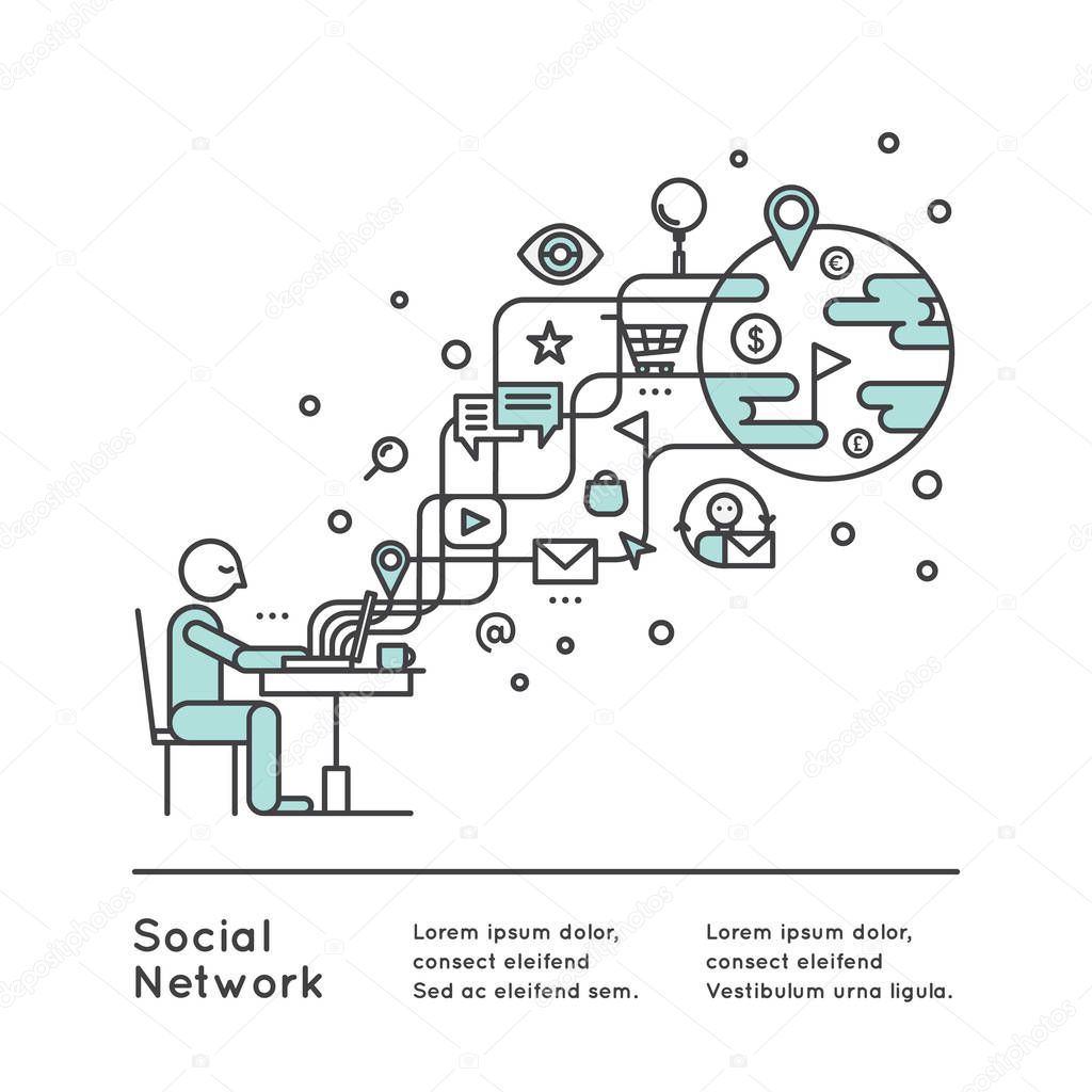 Social Network Concept using wireless connection via WiFi