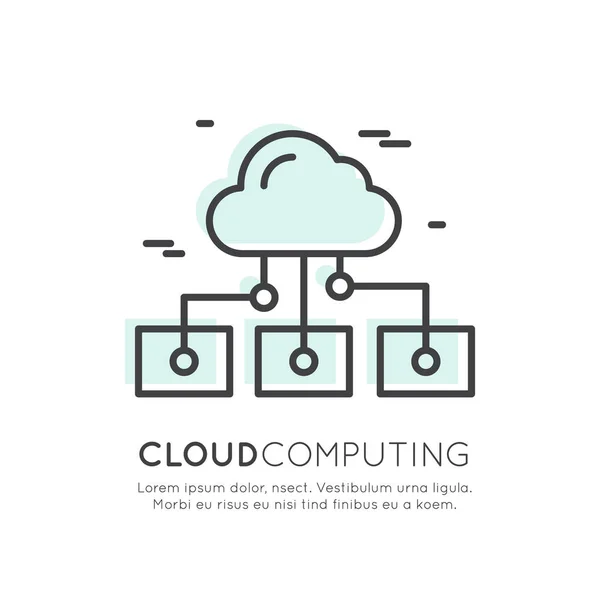 Logotipo de sincronización de nube y datos — Vector de stock