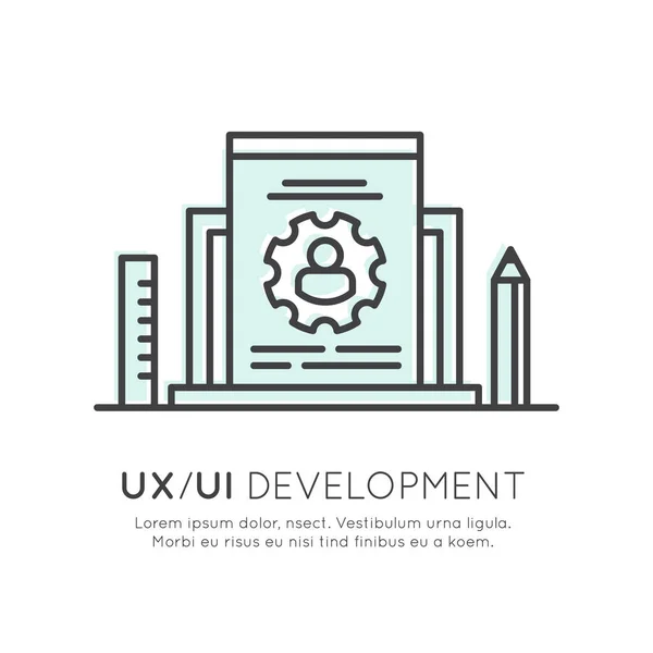 Ux ui User Interface und User Experience Prozesskonzept — Stockvektor
