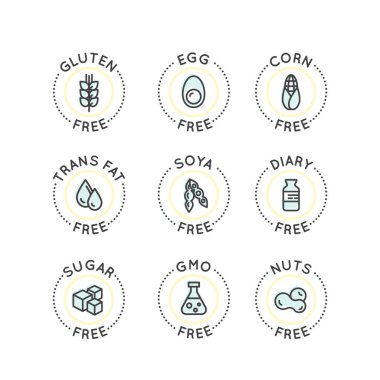 Vejetaryen ve organik simgeler. Gıda intoleransı