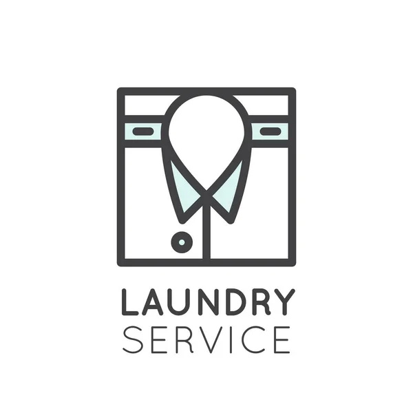 Logo-Set Sammlung von Wäscheservice, Waschen und Aufräumen von Kleidung, chemische Reinigung, Trocknen, Bügeln und Haushaltsauto — Stockvektor