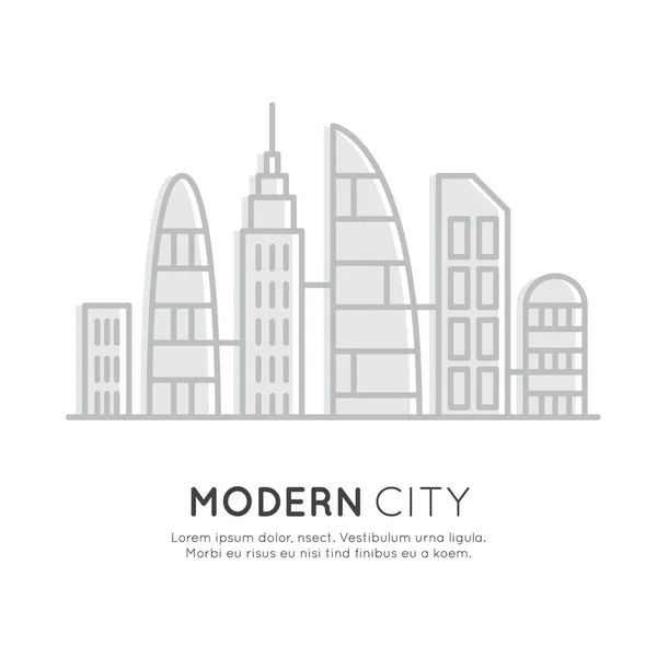 Ciudad moderna inteligente, nuevo distrito ecológico, concepto de ciudad de rascacielos — Vector de stock