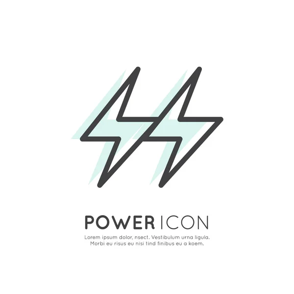 Concept of Power Lightning, Bank, Battery, Source of Energy, Web and Mobile App Icon — Stock Vector