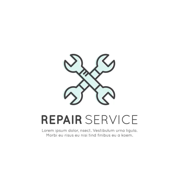 Concetto di società di riparazione o servizio idraulico, ufficio manutenzione — Vettoriale Stock