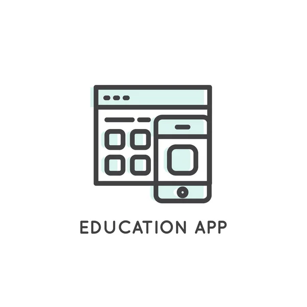 App Educação, Celular e Laptop — Vetor de Stock