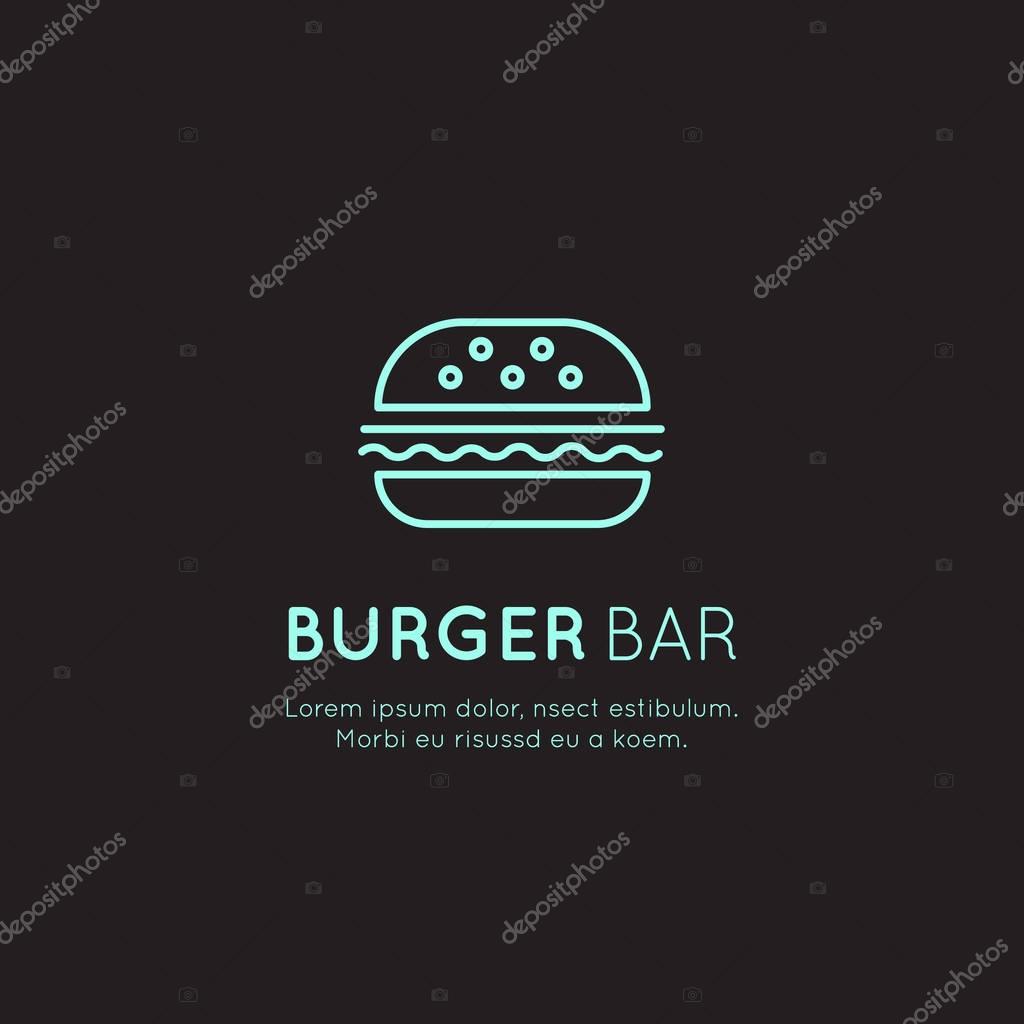 Vector Icon Style Illustration Card Neon Acid Logo of Fast Food Shop, Urban Place, Burrito, Burger, Sandwich or Hot Dog Bar, Simple Isolated Symbols for Web and Mobile App