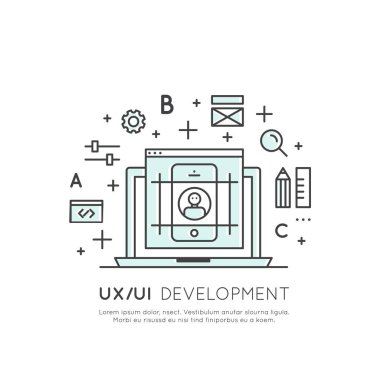 İşlem tarzı illüstrasyon Ux UI kullanıcı arayüzü ve kullanıcı deneyimi