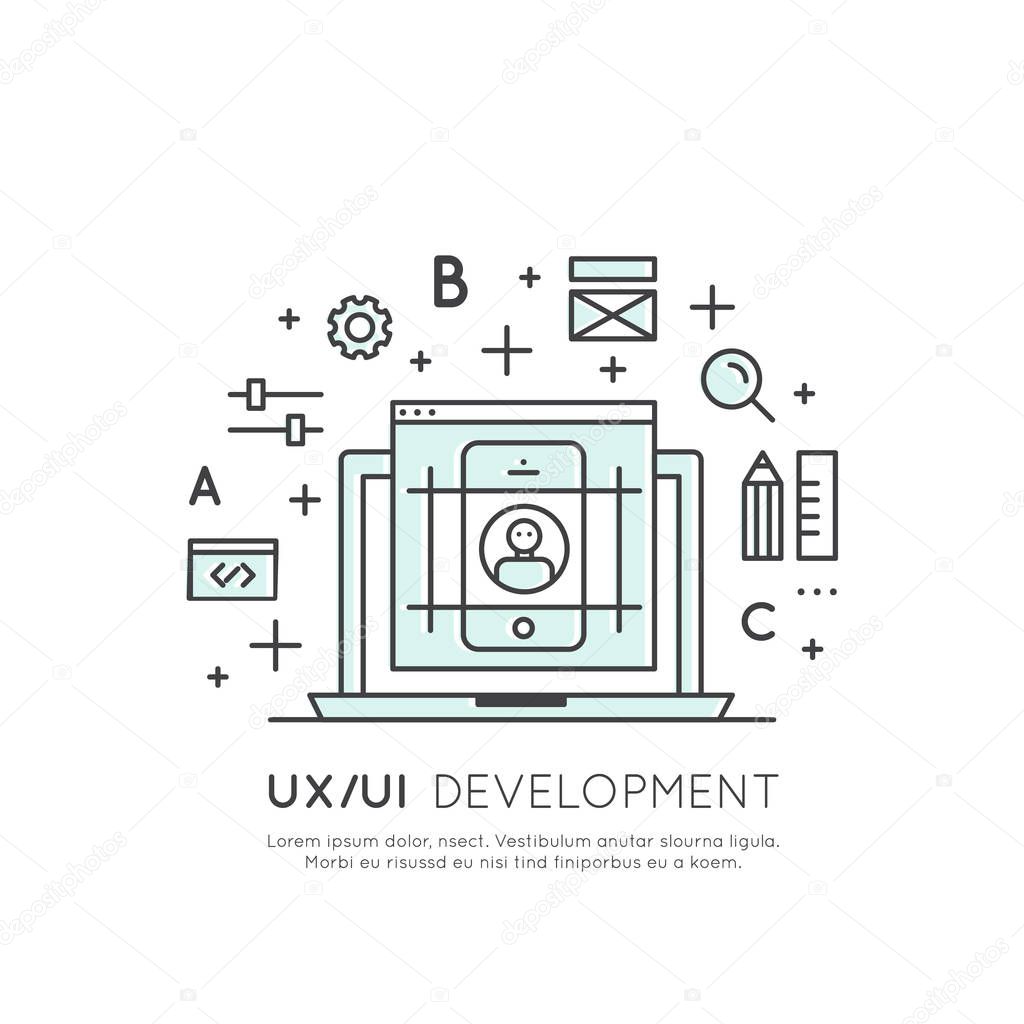 Style Illustration of UX UI User Interface and User eXperience Process