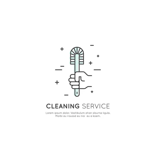 Reinigung, Sanitär, Geschirrspülen, Haushalt Unternehmen — Stockvektor