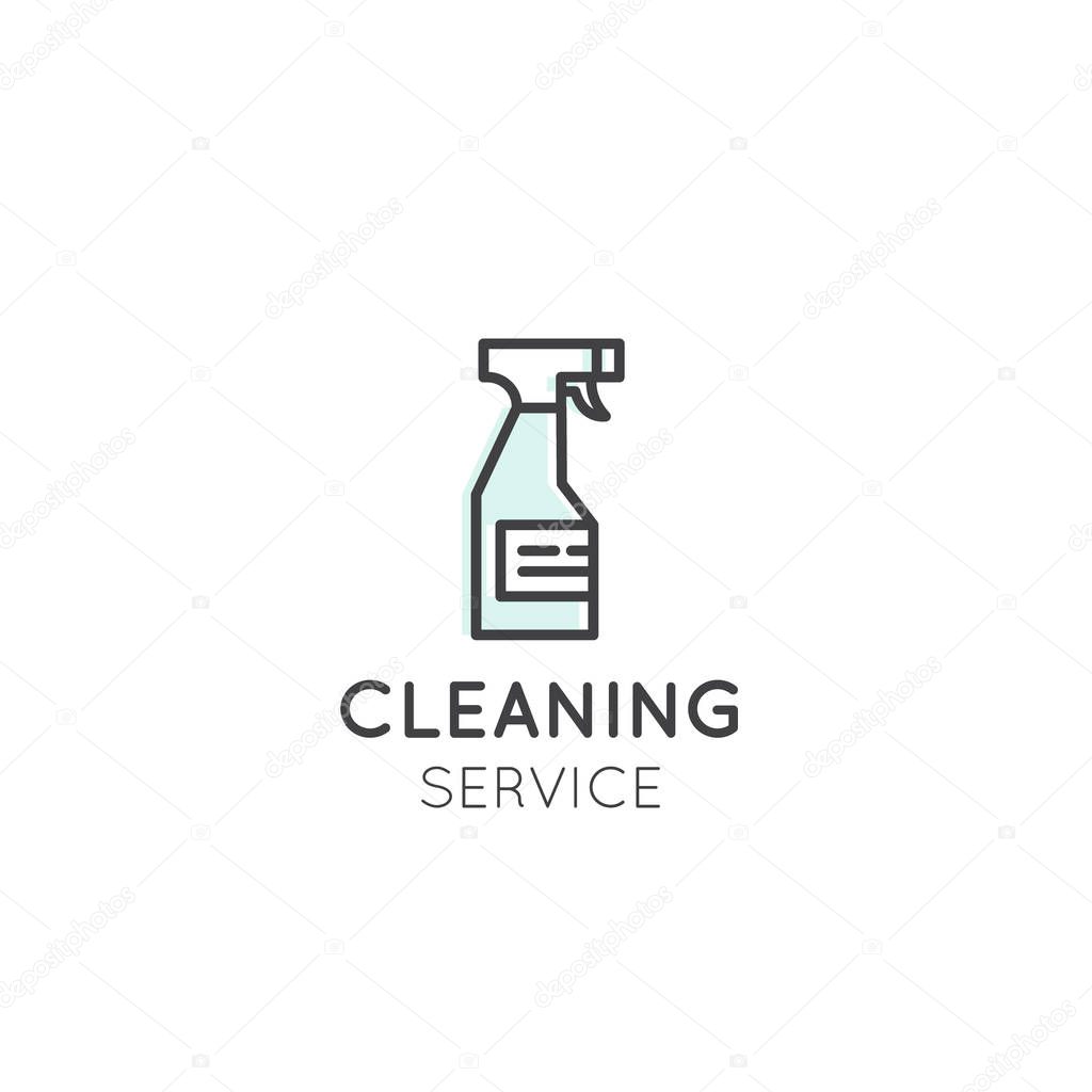 Vector Icon Style Illustration Concept Logo of Cleaning Service, Plumbing, Dishwashing, Household Company, Isolated Symbols for Web and Mobile