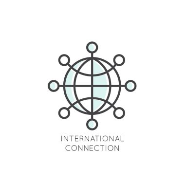 Uluslararası İşletme, yönetim, pazarlama, Pazar, bağlantı, logo izole doğrusal tasarım kavramı