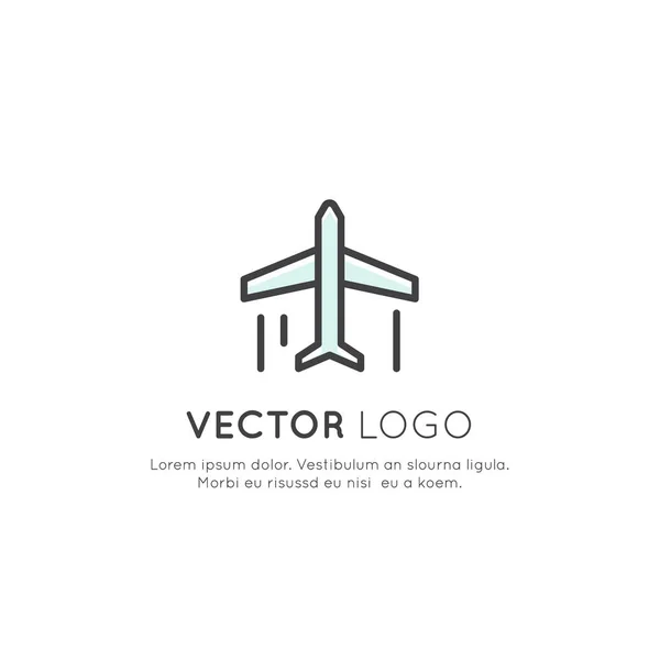 Logo di Air Plane Company, Servizi di volo low cost, Concetto di progettazione lineare isolato — Vettoriale Stock