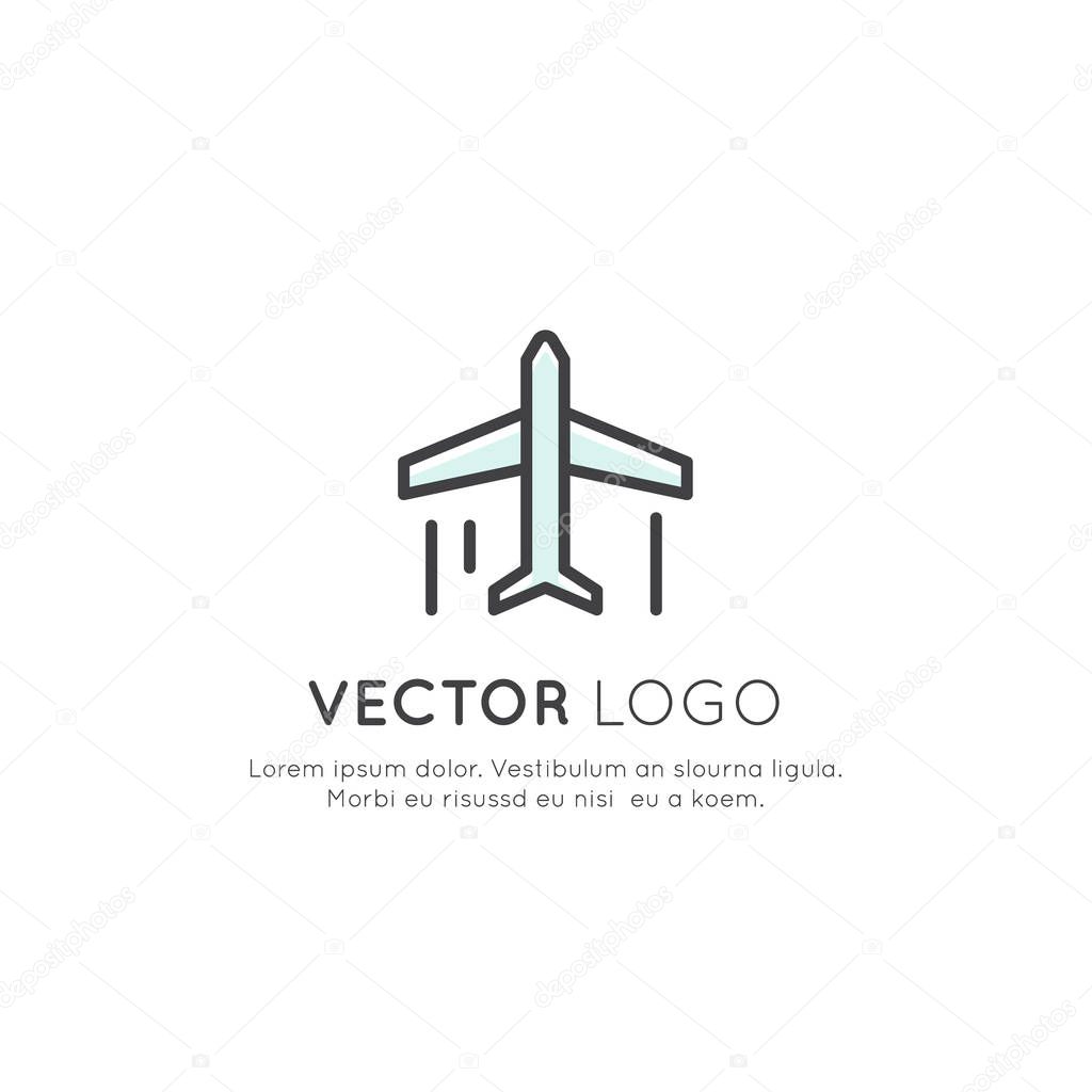 Logo of Air Plane Company, Low Fare Flight Services, Isolated Linear Design Concept