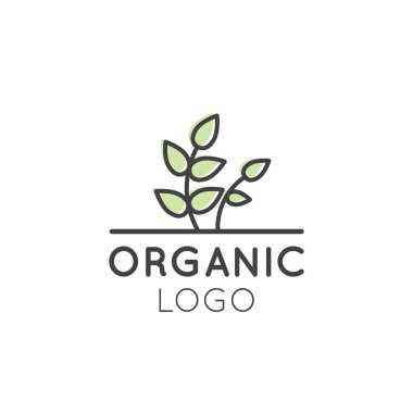Logo organik Vegan sağlıklı dükkan ya da mağaza için. Sembolü ile yeşil doğal ağaç bitki yaprakları