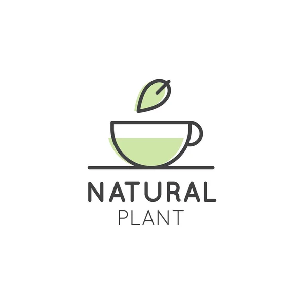 Logo de ilustración para tienda o tienda ecológica vegana saludable. Planta de árbol natural verde con símbolo de hojas — Archivo Imágenes Vectoriales