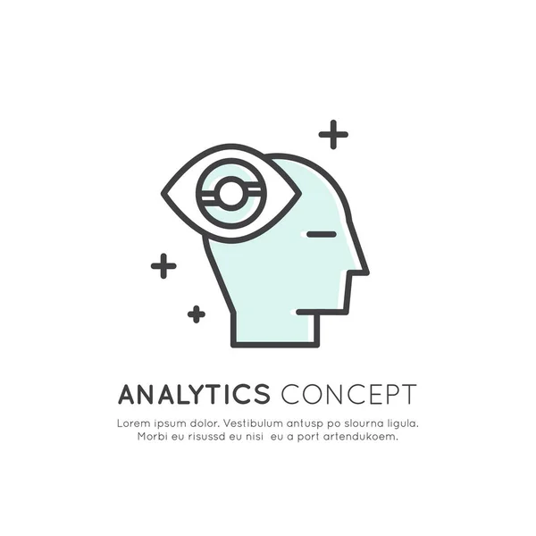 Εικονογράφηση των δεξιοτήτων σκέψης Business Analytics, διαχείριση, — Διανυσματικό Αρχείο