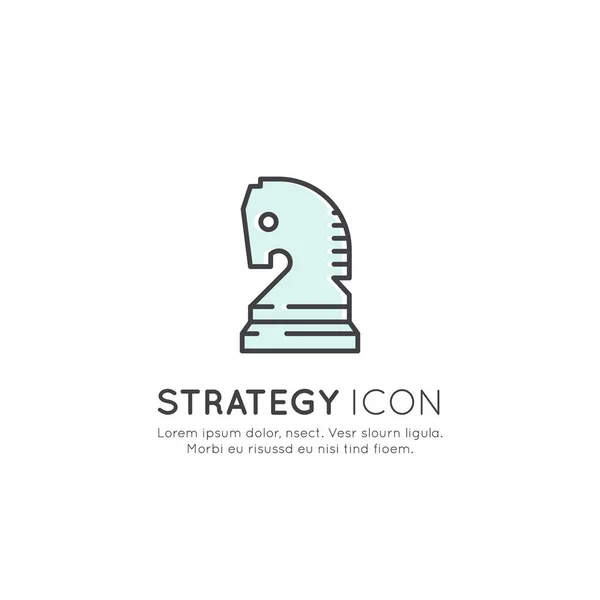 Vector Icon Style Illustration of Strategy Successful Business Management Concept — Stock Vector