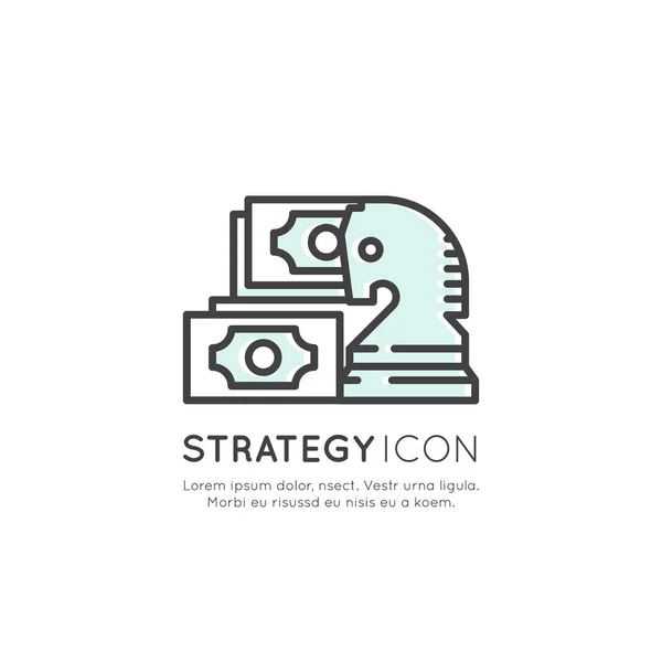 Icono vectorial Estilo Ilustración de estrategia Concepto de gestión empresarial exitoso — Archivo Imágenes Vectoriales