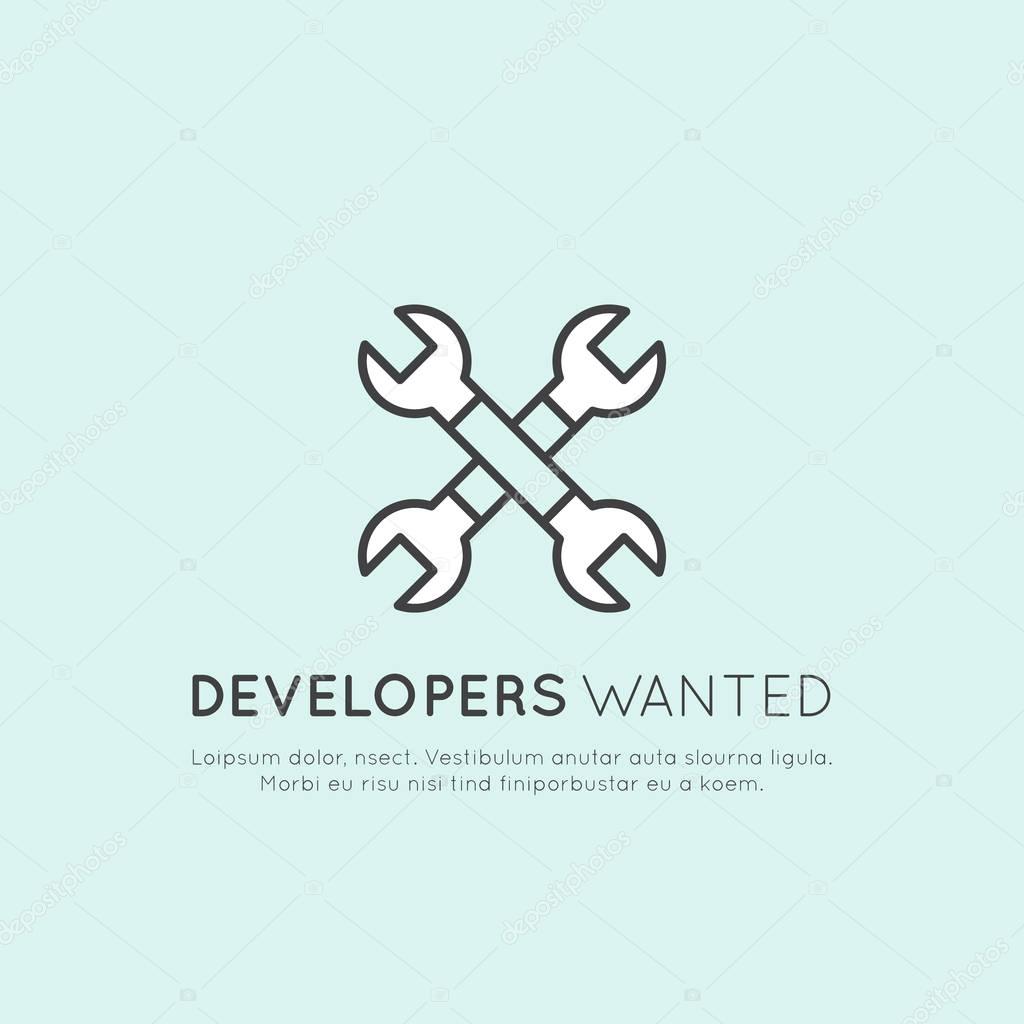 We are Hiring and Looking for Interns and Young Developers! Vector Icon Style Illustration Logo Element