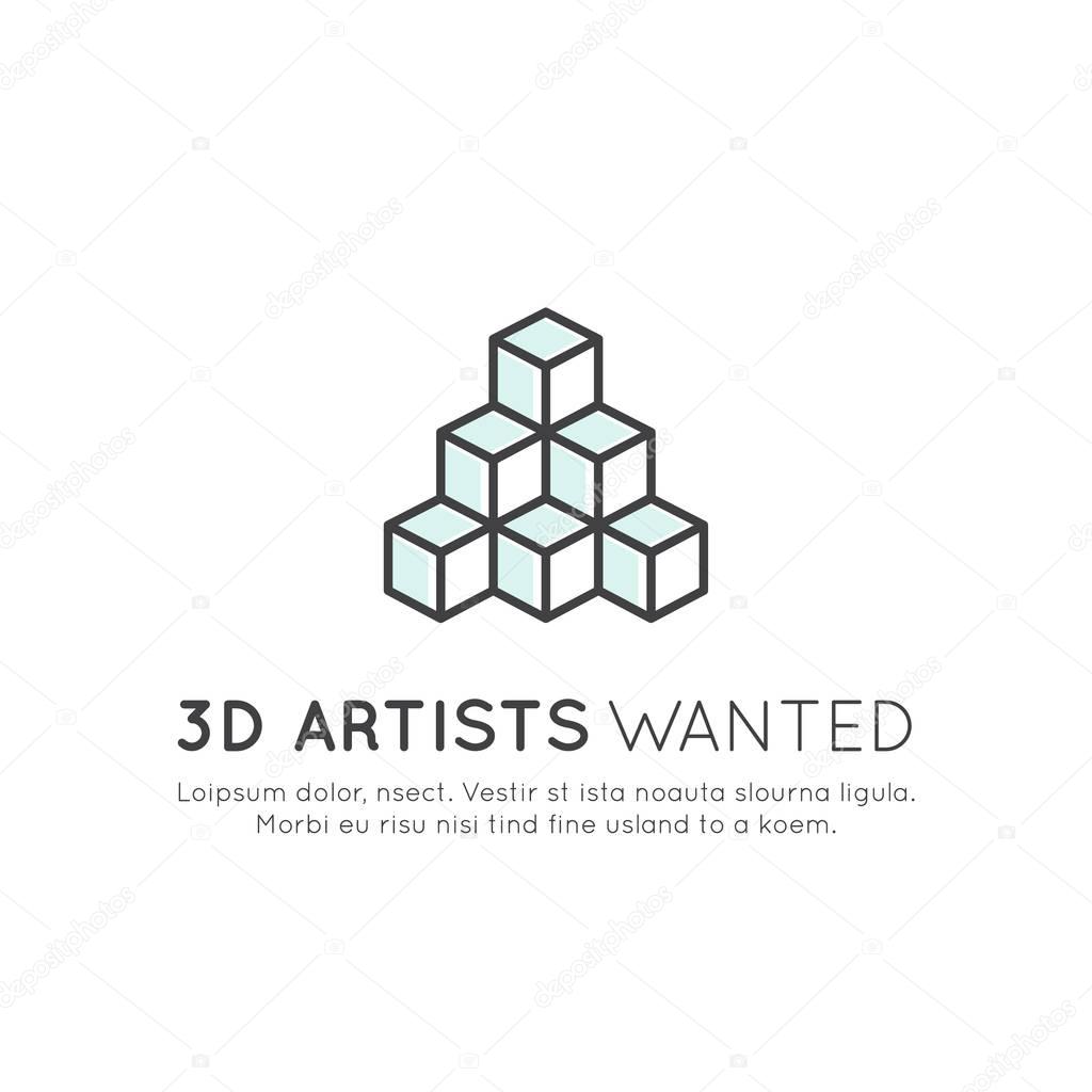 We are Hiring and Looking for Interns and Young Designers and 3D Artists! Vector Icon Style Illustration Logo Element