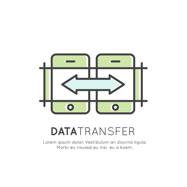 Μεταφορά δεδομένων, η διαδικασία συγχρονισμού, τη σύνδεση συσκευής, σύννεφο φιλοξενία, περιεχόμενο Exchange — Διανυσματικό Αρχείο