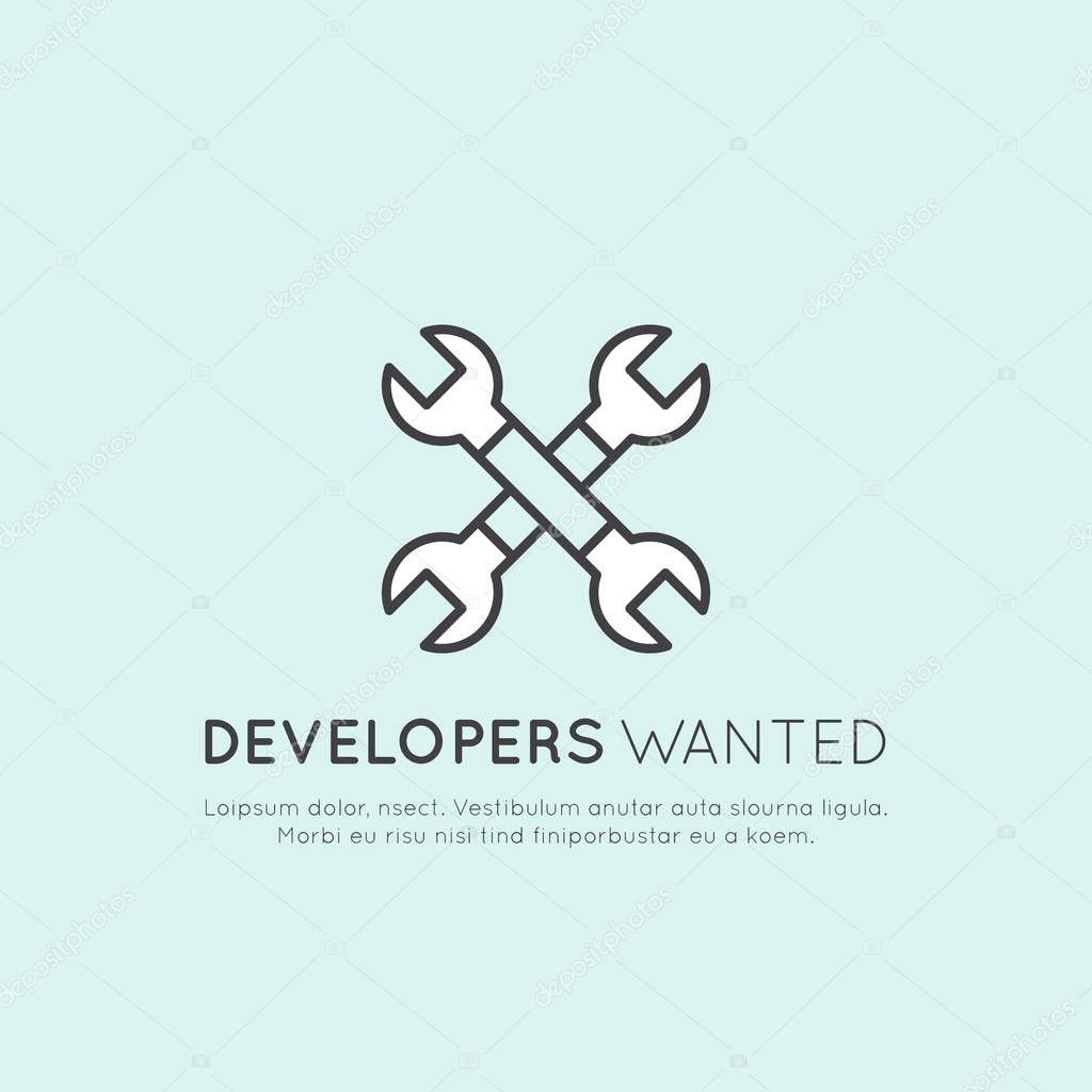 We are Hiring and Looking for Interns and Young Developers! Vector Icon Style Illustration Logo Element