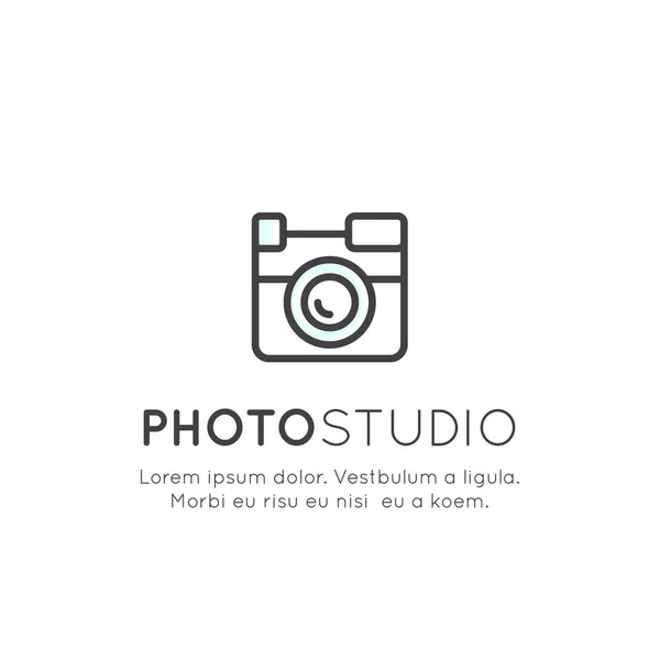 Ogo of Photo Studio, Camera Symbol, Shooting, Photoshoot — Stock Vector