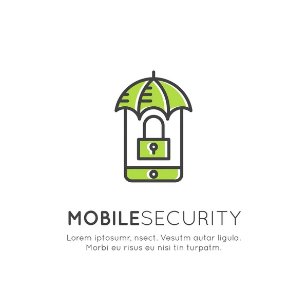 Seguridad móvil, acceso seguro — Vector de stock