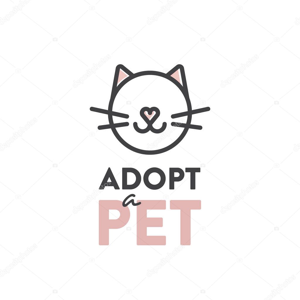 Vector Icon Style Illustration of Adopt a Pet Banner, New Owner, Domestic Animal Farm, Hotel, Isolated Minimalistic Object