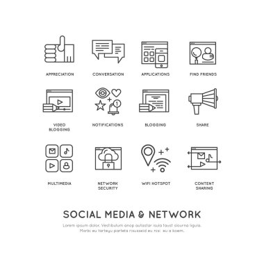 Kavramı gibi paylaşım, takip, bildirim, izle sosyal ağ bağlantısı