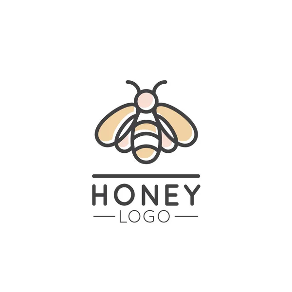 Logotipo del concepto de granja de abejas, producto de miel, tienda o mercado — Archivo Imágenes Vectoriales