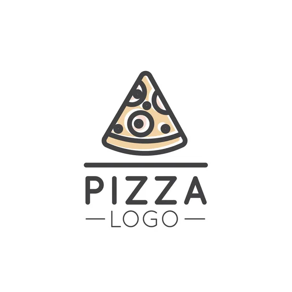 Logotipo del esquema de la historieta de la tienda de comida rápida, lugar urbano, pizza, pasta, parrilla — Vector de stock