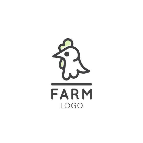 Symbole de ferme, concept de pays, emblème de poulet, Han domestique, animal de compagnie ou animal — Image vectorielle