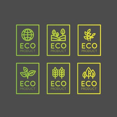 Set Badge Fresh Organic, Eco Product, Bio Ingredient Label Badge with Leaf, Earth, Green Concept Gradient Colour clipart