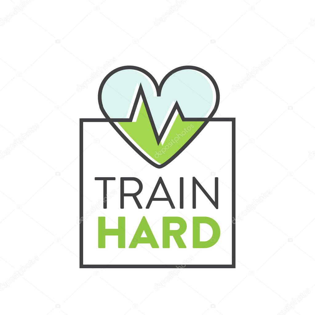 Vector Icon Style Illustration of Inspiration, Target, Goal, Aim and Achievement, Cardio Training, Sport Exercise, Heartbeat, Weight Loss Quote, Isolated Minimalistic Object