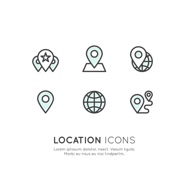 Geo-Location-Tag, Proximity Marketing, globale Netzwerkverbindung, Standortbestimmung — Stockvektor